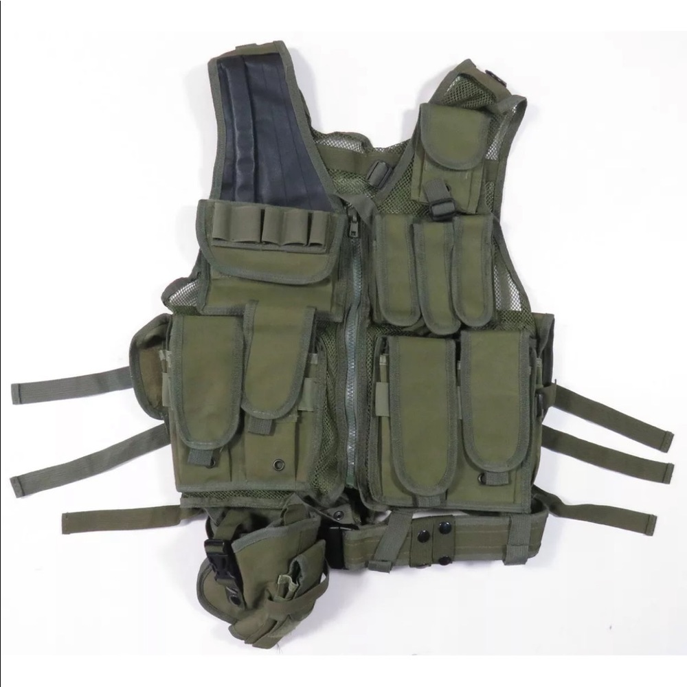 NWOT Tactical Military Ranger Plate Carrier Green Full Zip Vest Jacket S